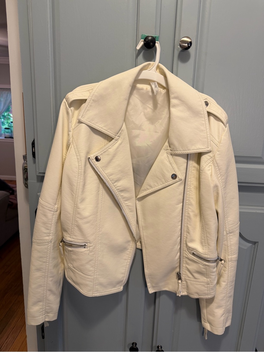 David's Bridal Cream Moto Leather Jacket